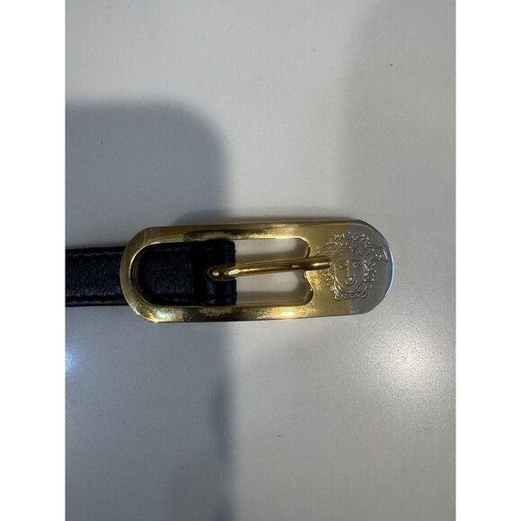 Vtg Gianni Versace leather Belt Silver & Gold Medusa Face buckle Size 80/32 main image 14